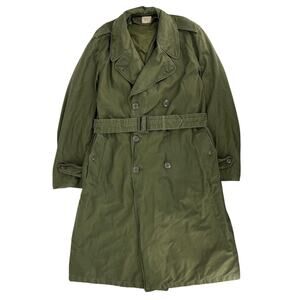 60s military Army green trench coat 1960s vintage